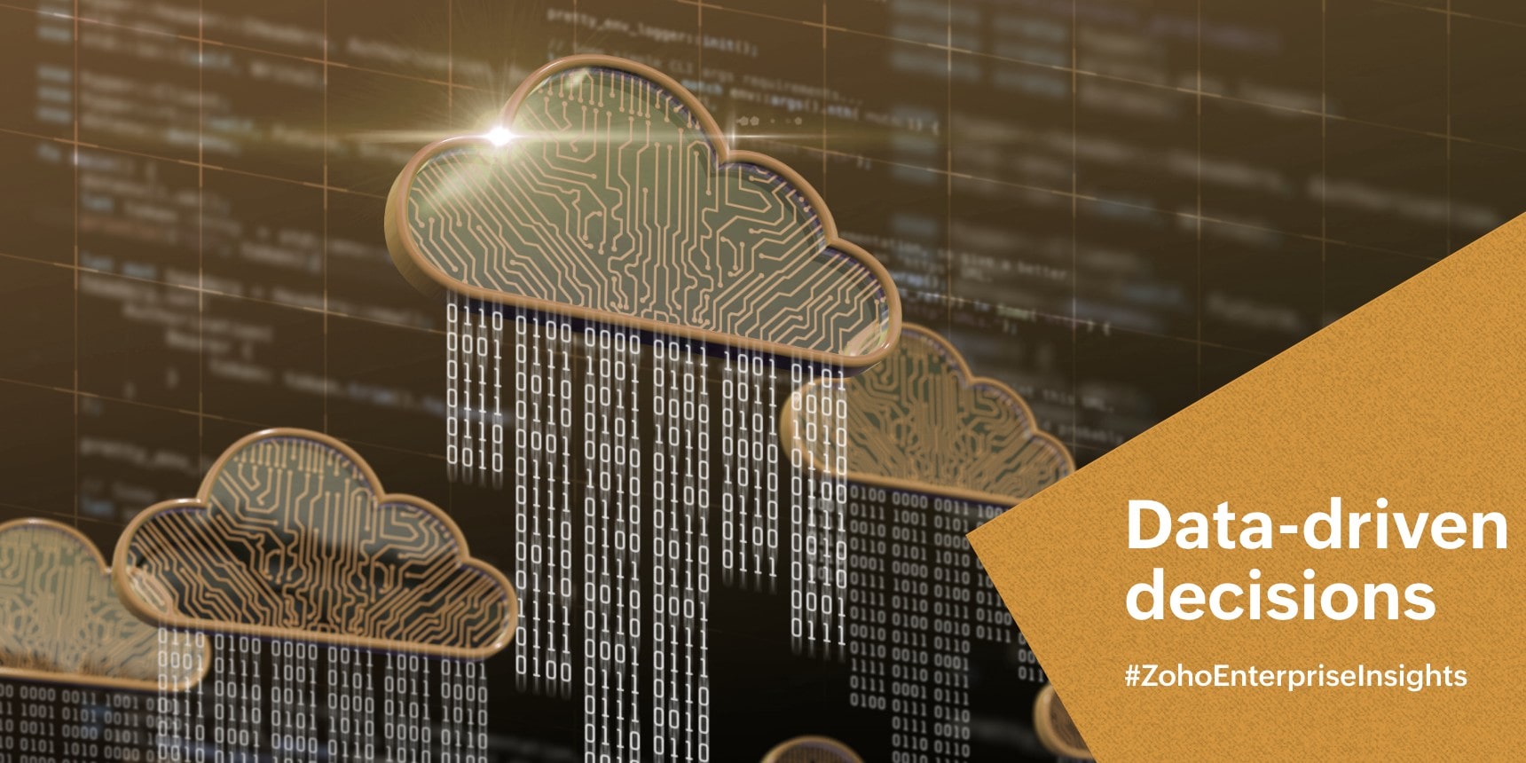 Computer-chip clouds raining down numeric data 