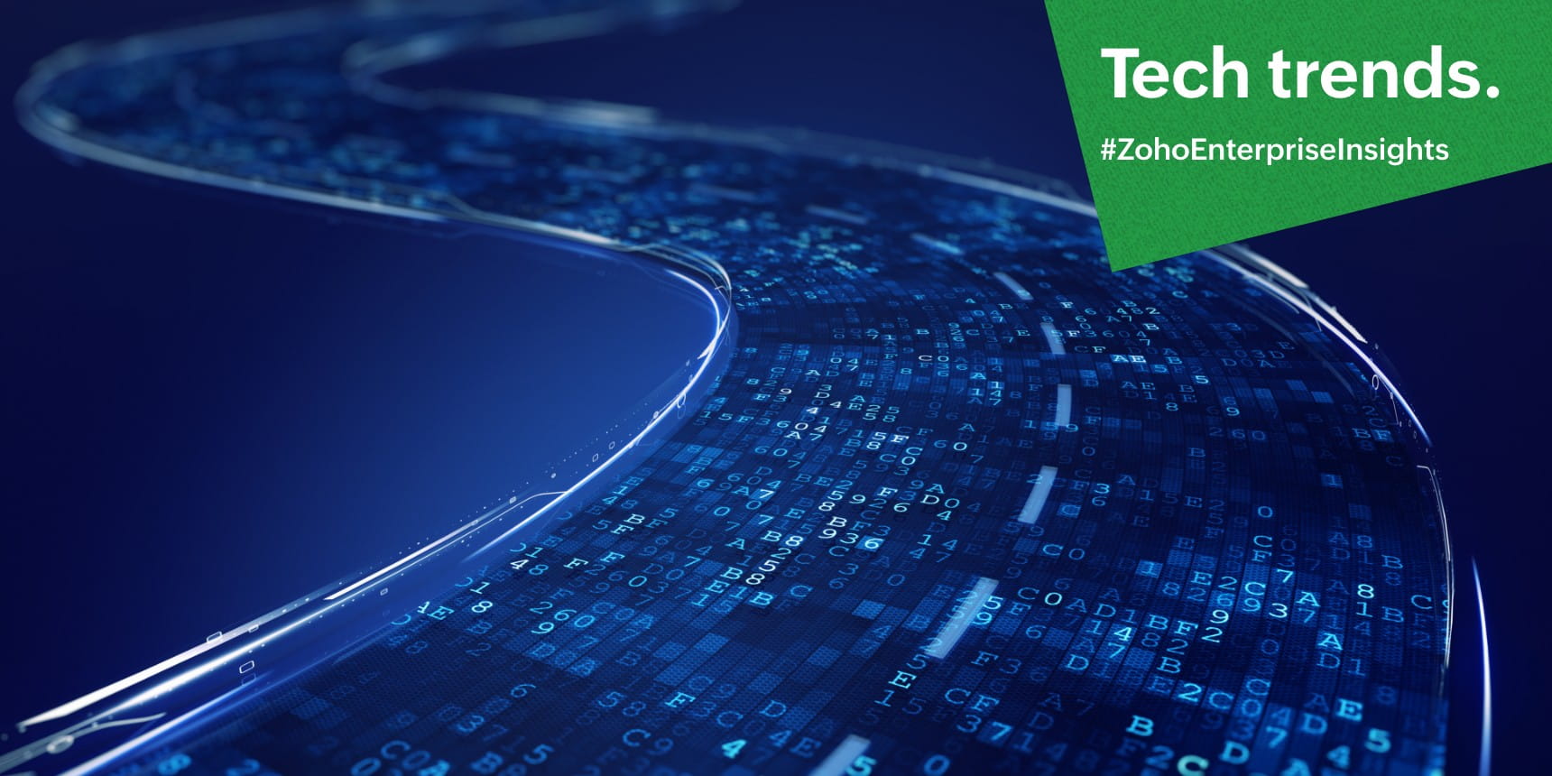 Road made from data against a blue background