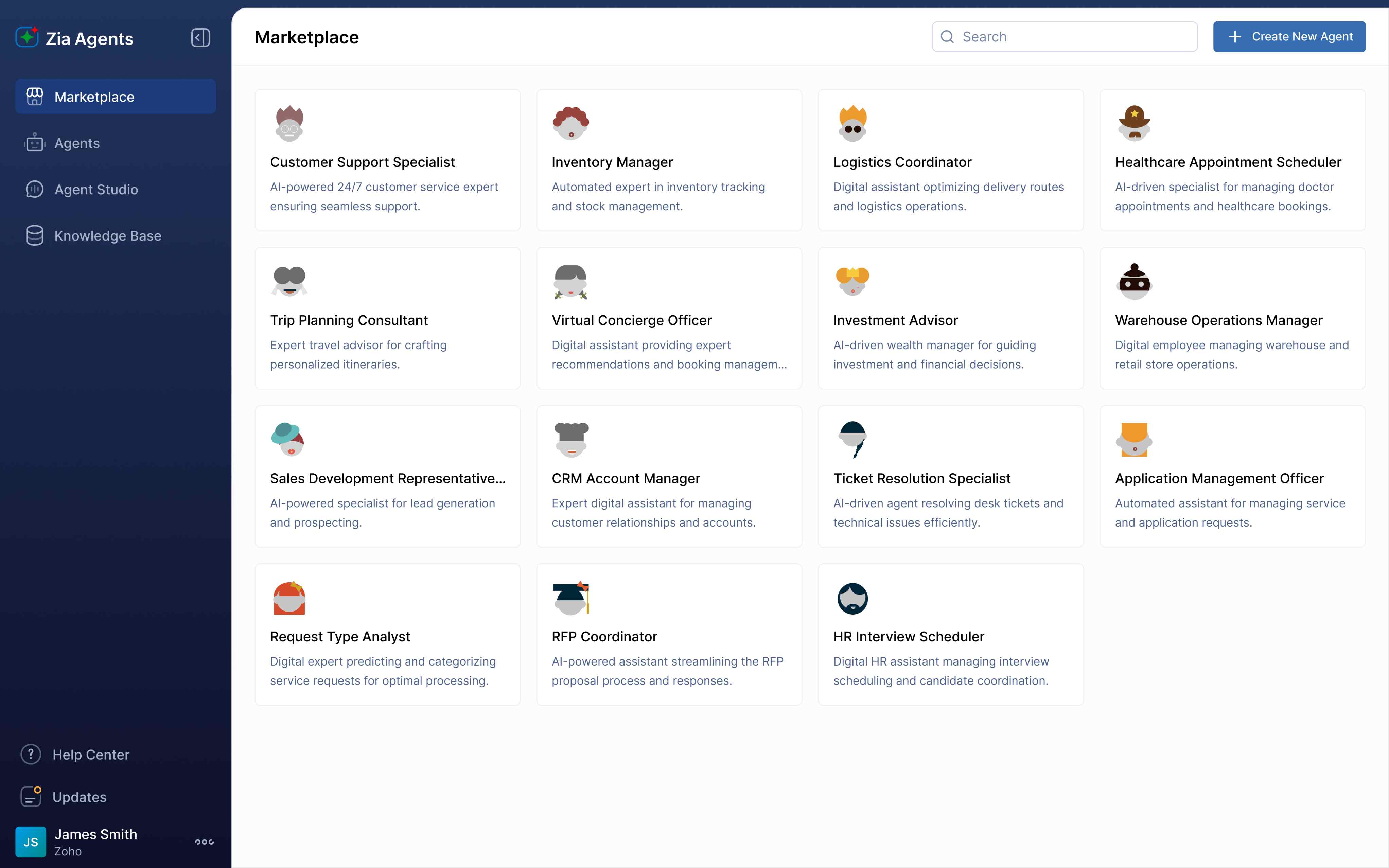 Agent Marketplace: plataforma disponibiliza agentes autônomos pré-configurados no ecossistema Zoho