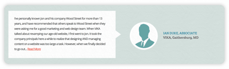 Example of a testimonial from Wood Street's website