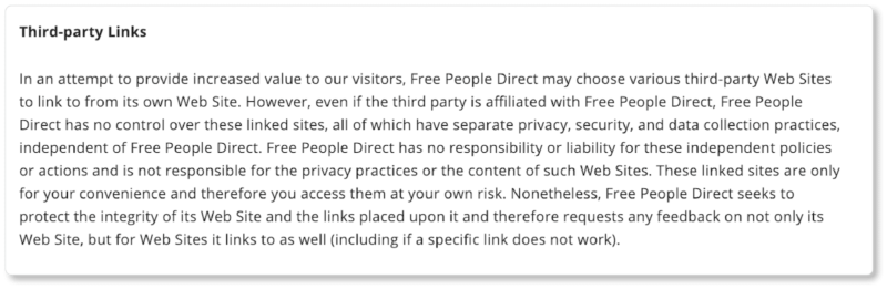 Free People terms of service