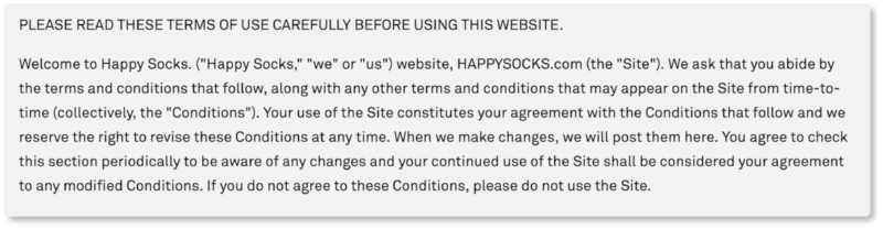 Happy Socks Terms & Conditions