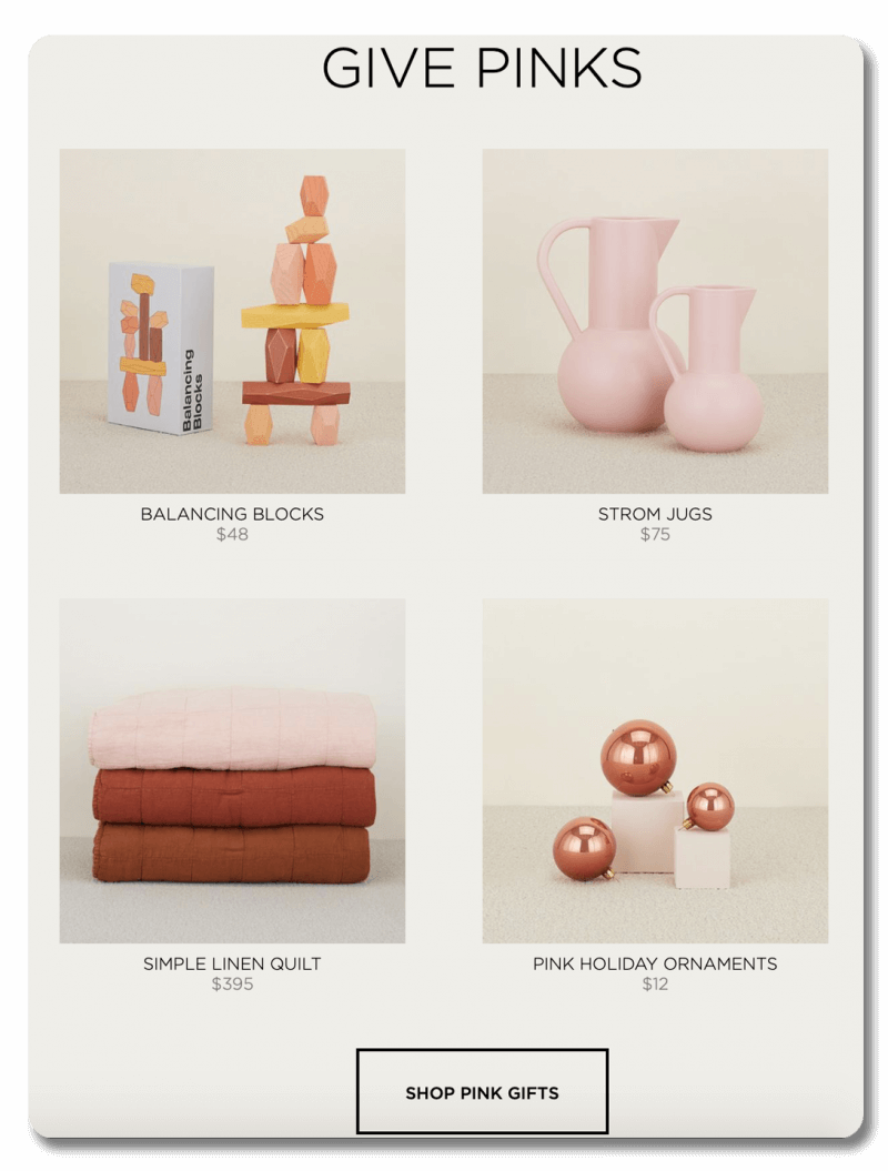 "Give Pinks" section of Hawkins New York site