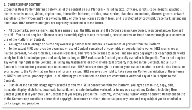 Nike Terms & Conditions