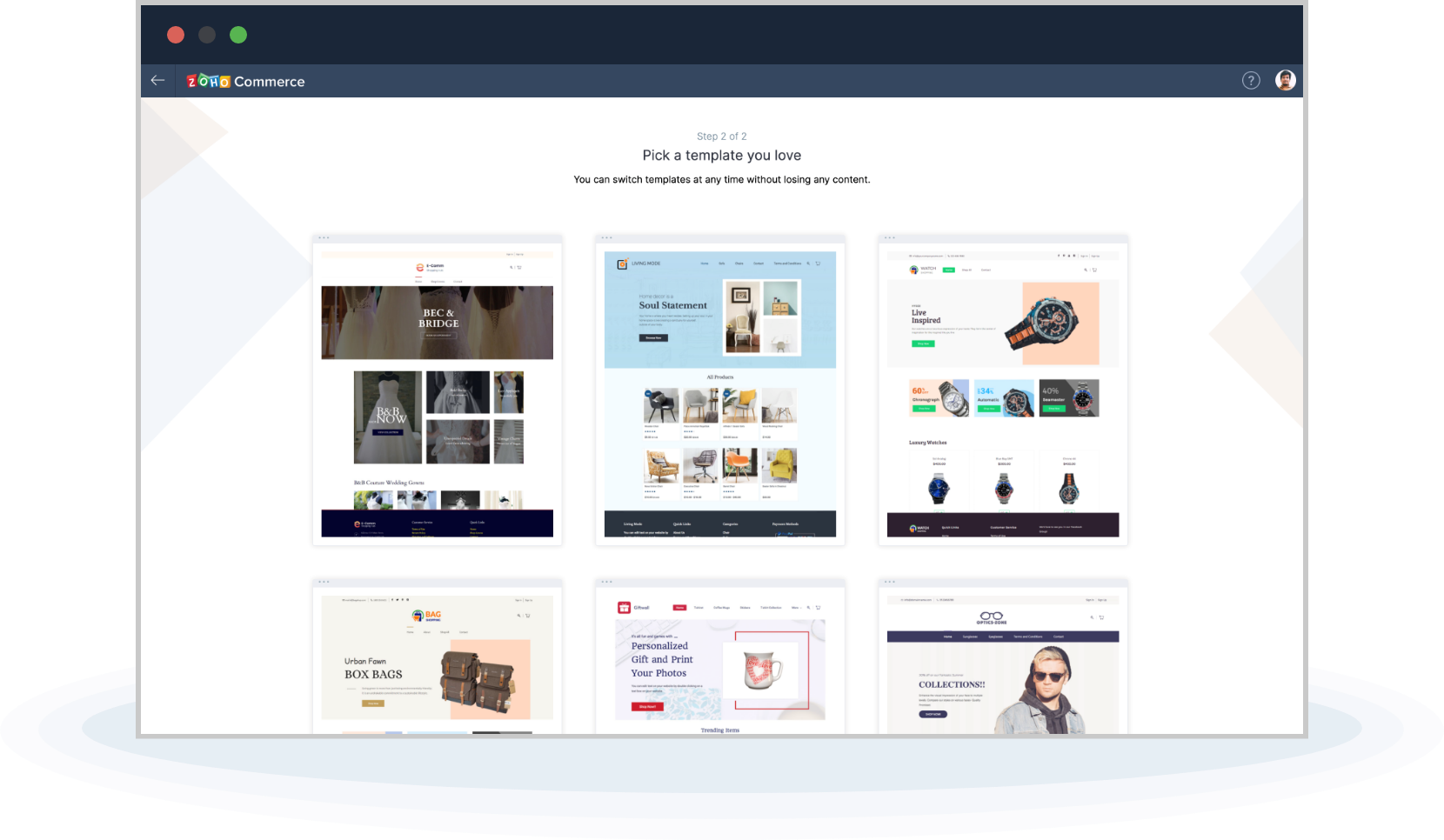 "Templates for ecommerce stores"
