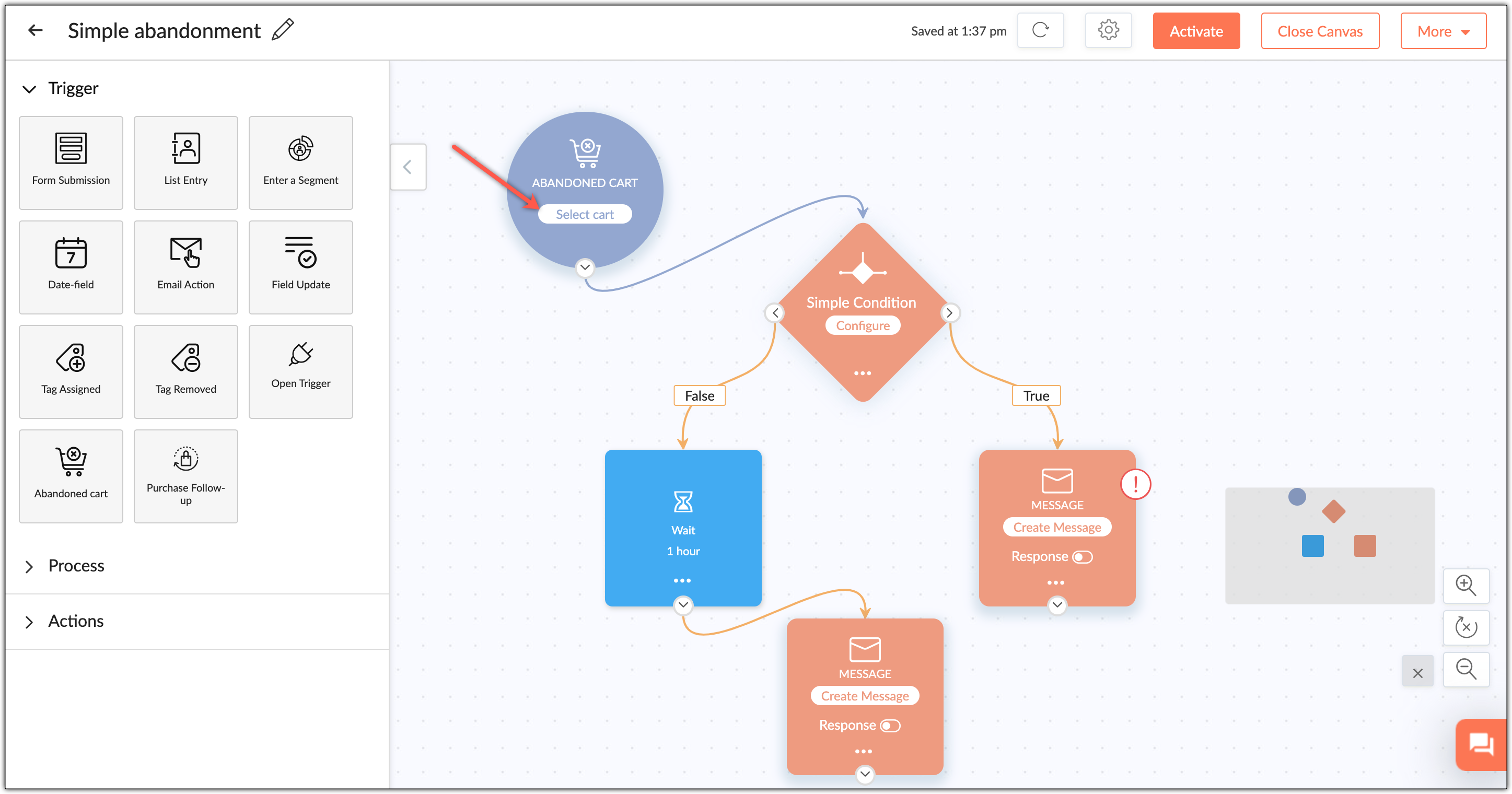 "Defining triggers and actions for email marketing"