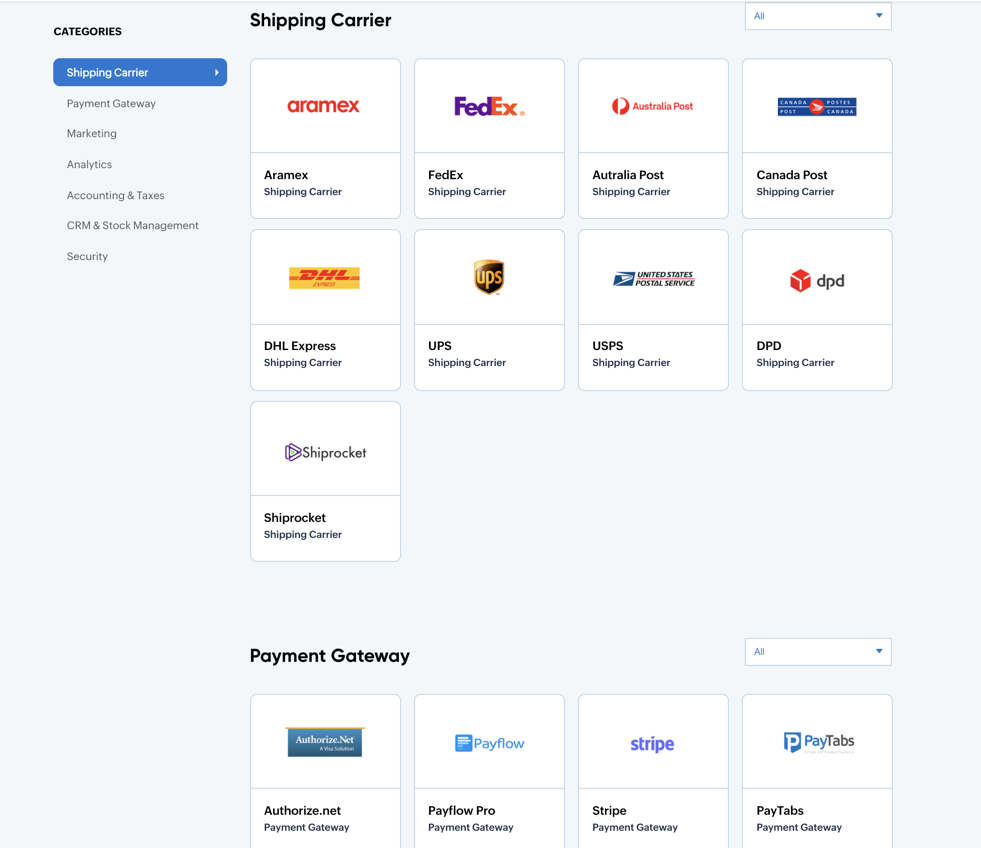 "Integrations in Zoho Commerce"