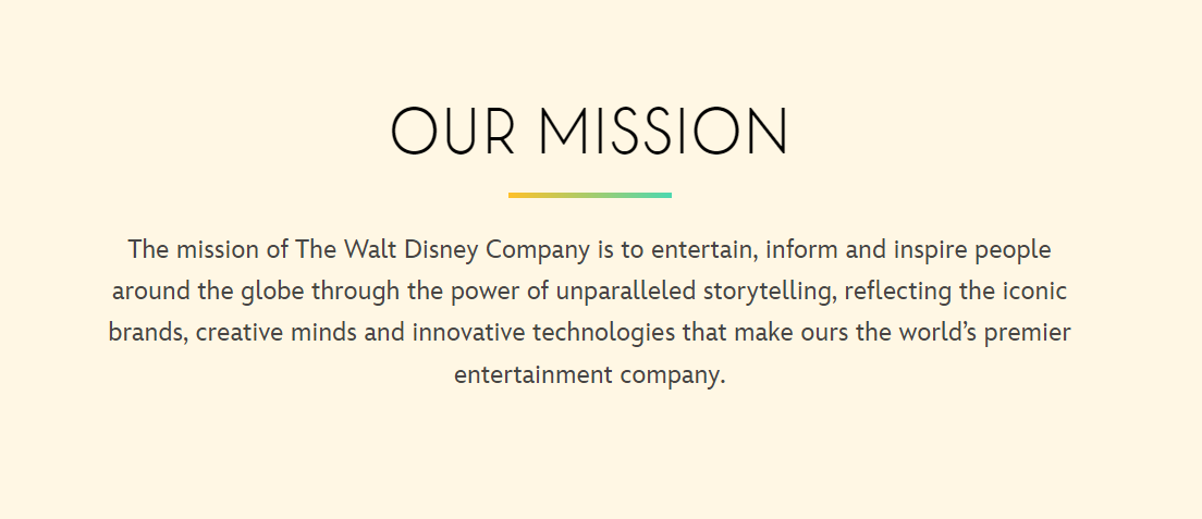 "Disney's mission statement"