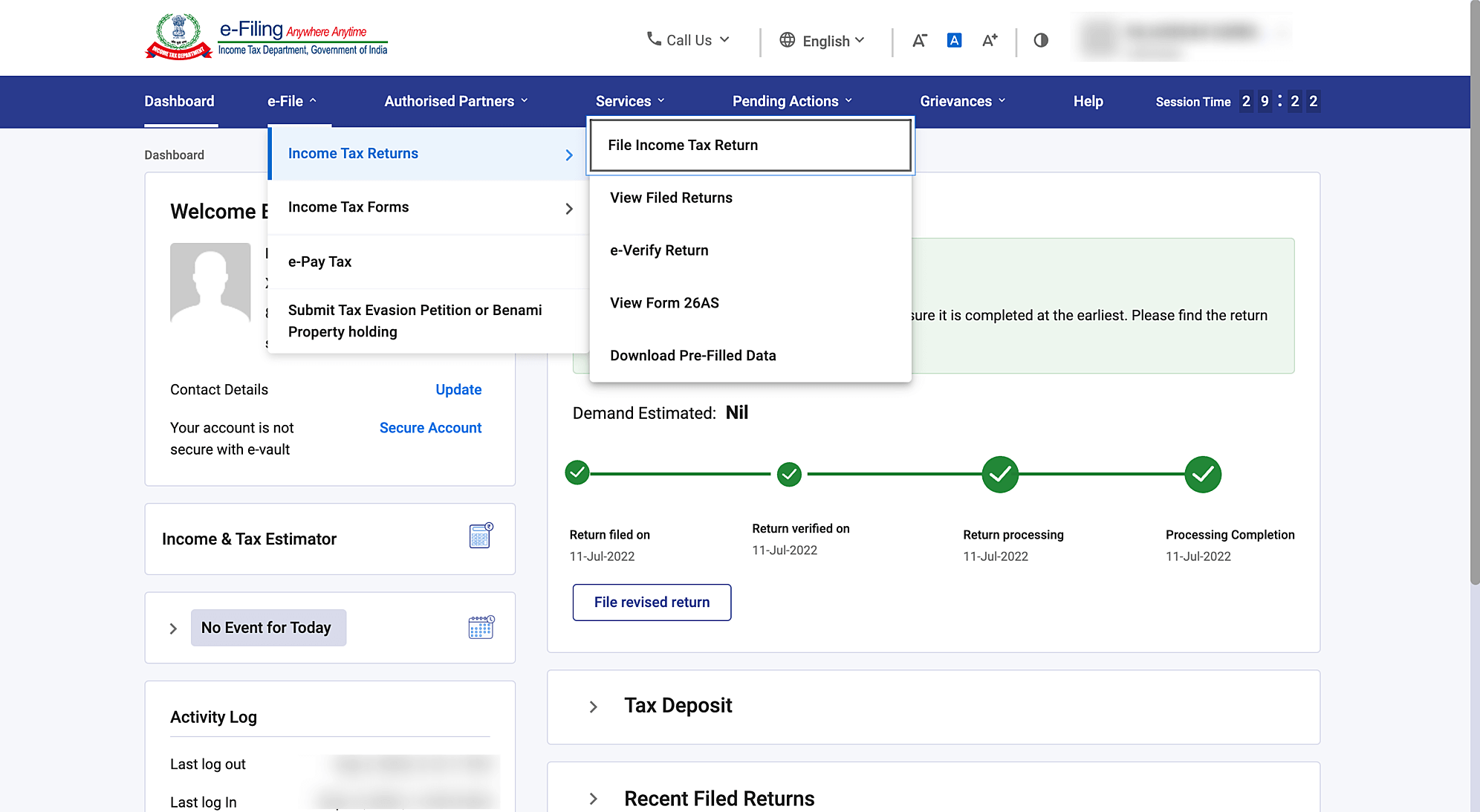 Income-tax-refund-ITR-website-screenshot