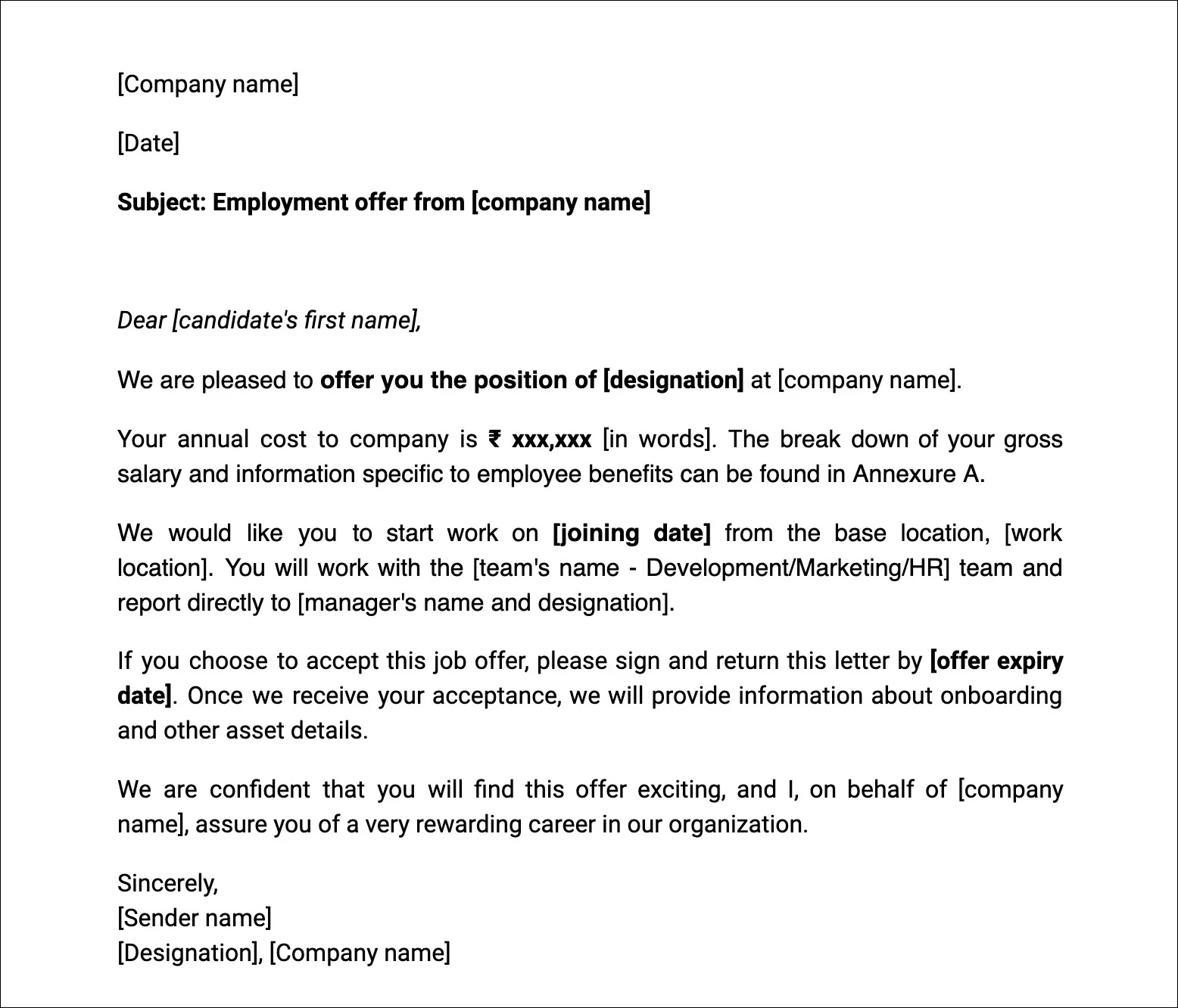 Indian Job Offer Letter Format Infoupdate indian-job-offer-letter-format-infoupdate