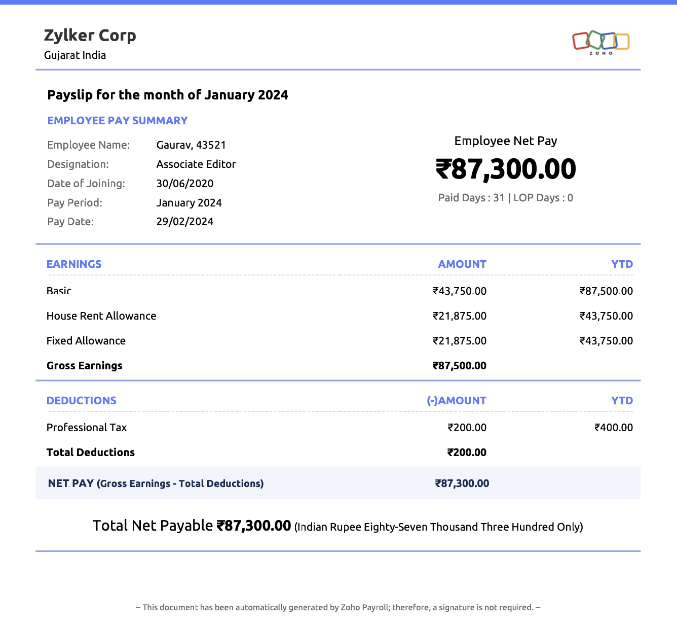 Salary Slip Components